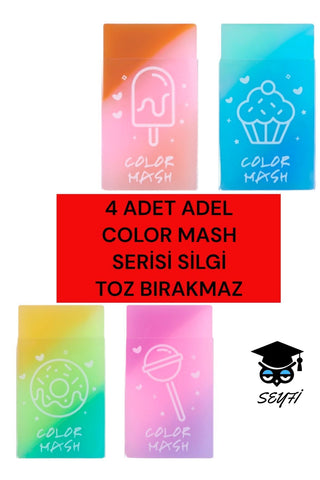 4 ADET ADEL COLOR MASH SERİSİ SİLGİ TOZ BIRAKMAZ